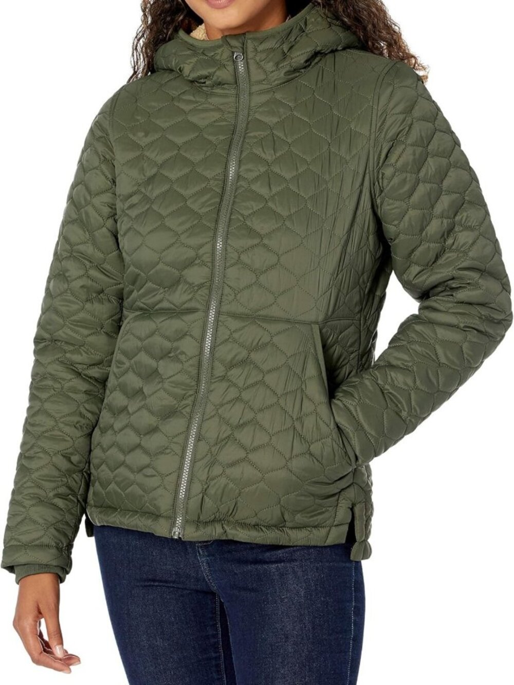 Lightweight Quilted Full-Zip Hooded Puffer Jacket - Water-Resistant, Fleece